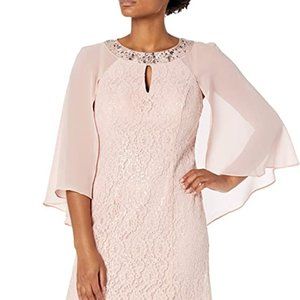 S.L. Fashions Women's Long Sequin Dress with Capelet Size 16 Regular NWT